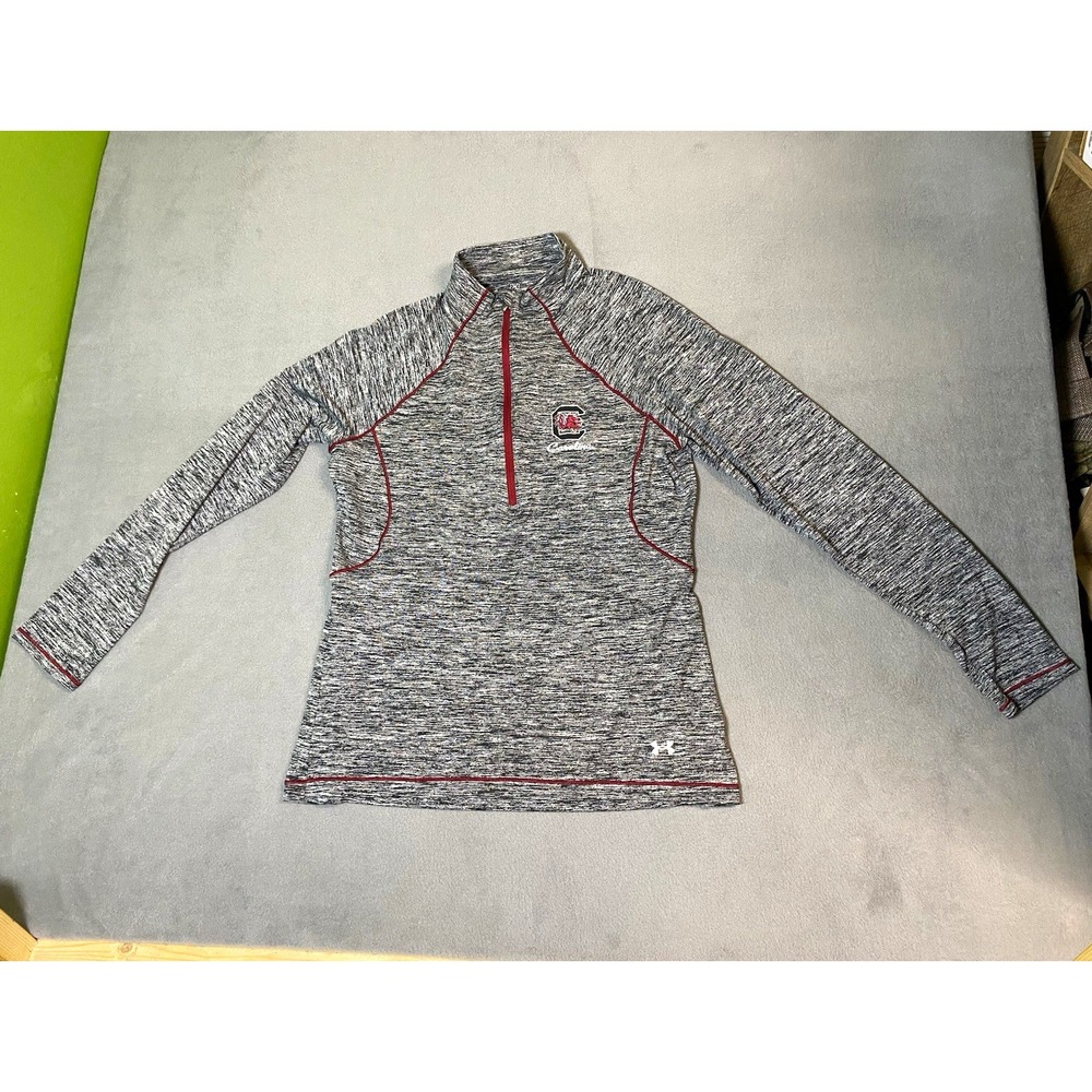 Gamecocks Under Armour HeatGear Women's M 1/4 Zip Mock Neck Gray Top long sleeve